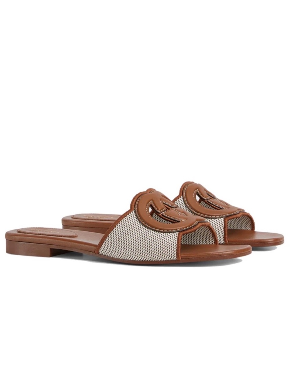 GUCCI GG Interlocking G logo cutout leather slides sandals